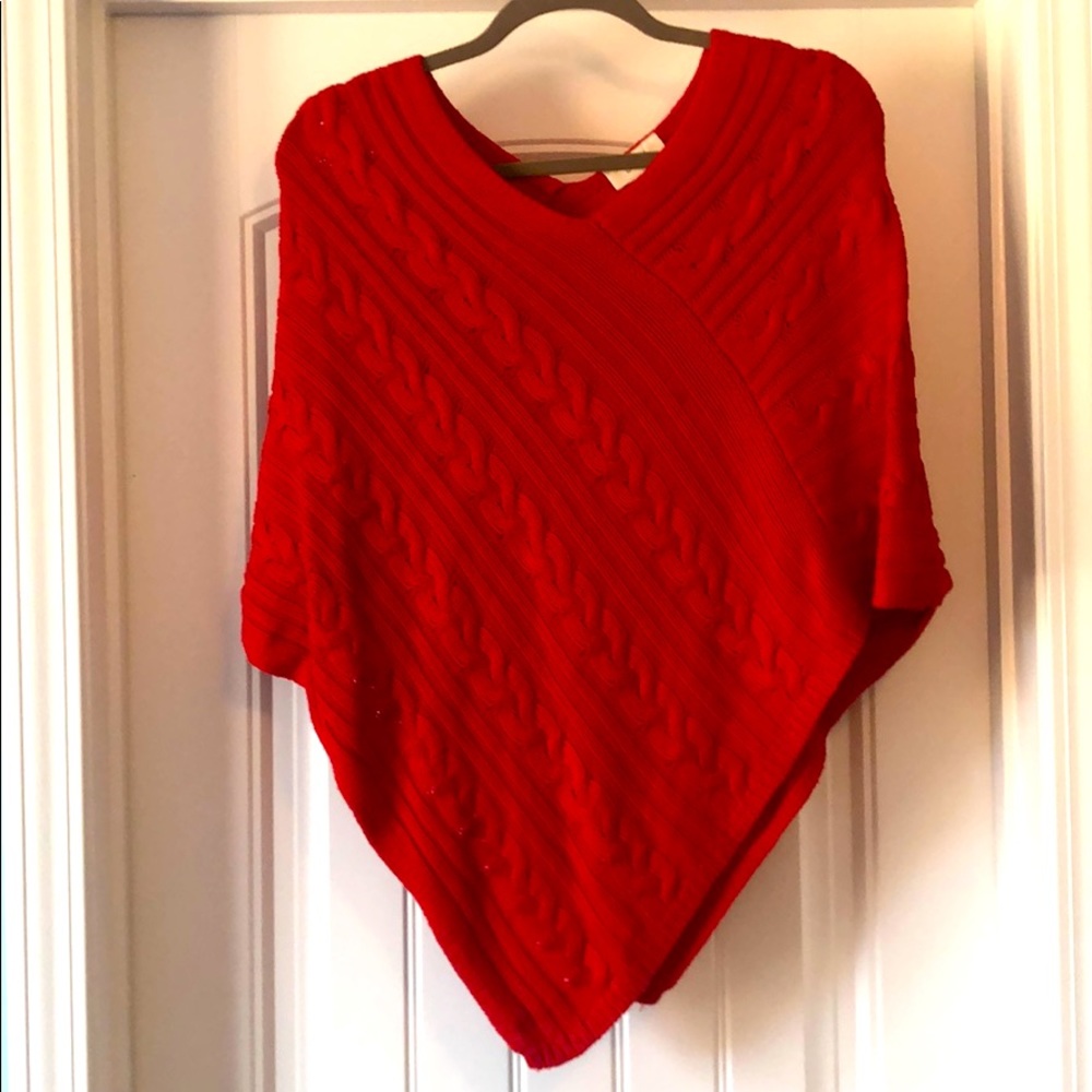 LOFT Red holiday poncho